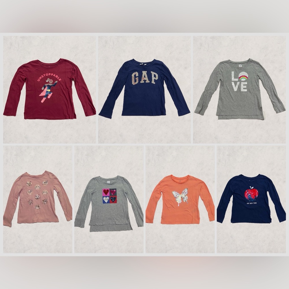 GAP Kids Girl's Set of Flippy Sequin Long Sleeve Shirts- Size Small